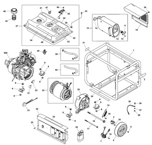 Main Unit Diagram and Parts List for 030751-00  Briggs and Stratton Generator